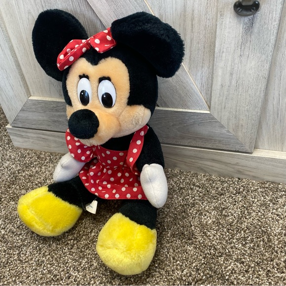 Vintage Disneyland Walt Disney World Minnie Mouse Plush Polka Dot Dress Toy - Picture 7 of 8